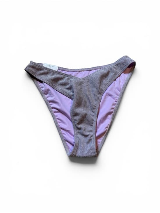 NWT Aeropostale shimmer bikini high leg cheeky bottoms purple small - Thumbnail 7