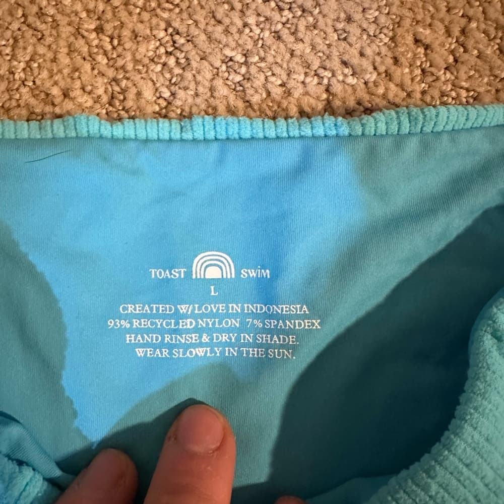 NWT Toast x Free People signature stitch bikini bottoms turquoise large - Thumbnail 2