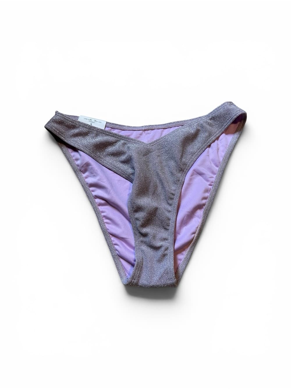 NWT Aeropostale shimmer bikini high leg cheeky bottoms purple small - Thumbnail 6