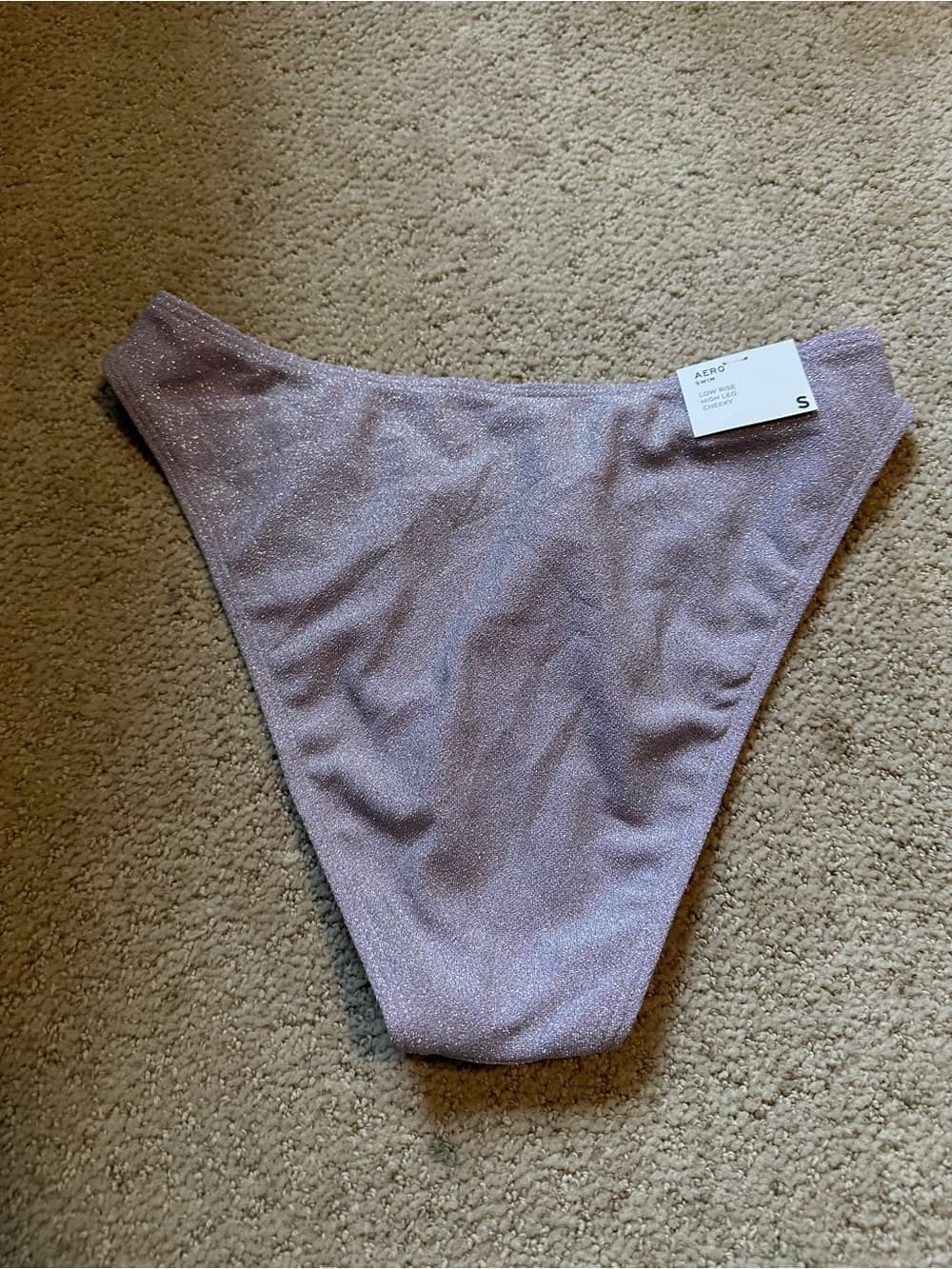 NWT Aeropostale shimmer bikini high leg cheeky bottoms purple small - Thumbnail 5