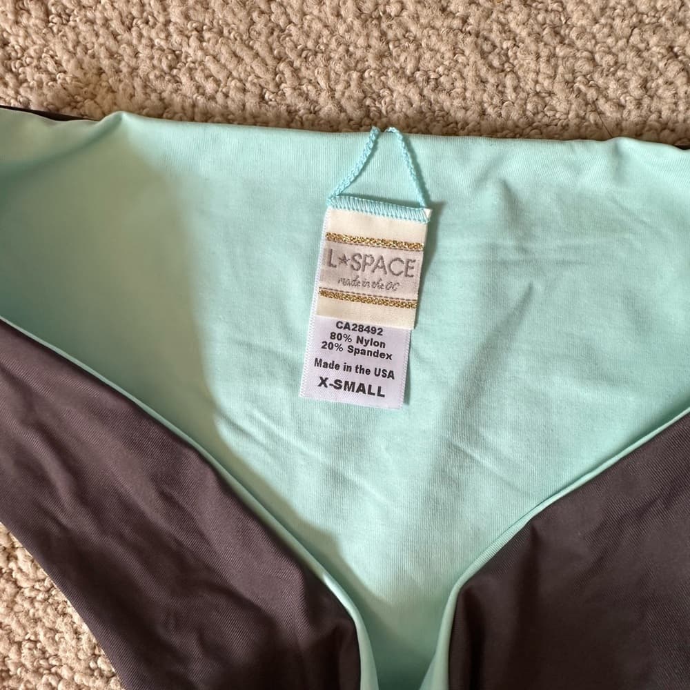 NWOT L*Space reversible bikini bottoms charcoal seafoam - Thumbnail 2