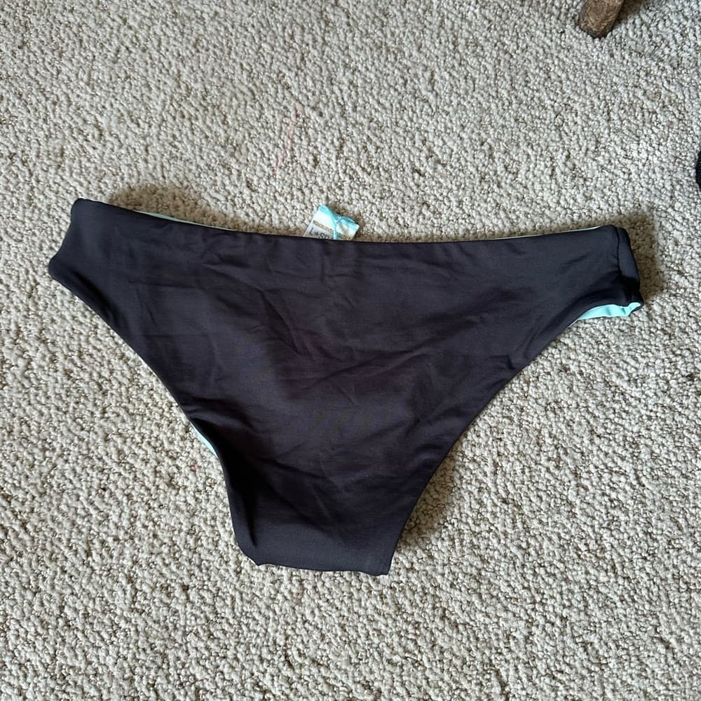 NWOT L*Space reversible bikini bottoms charcoal seafoam - Thumbnail 4