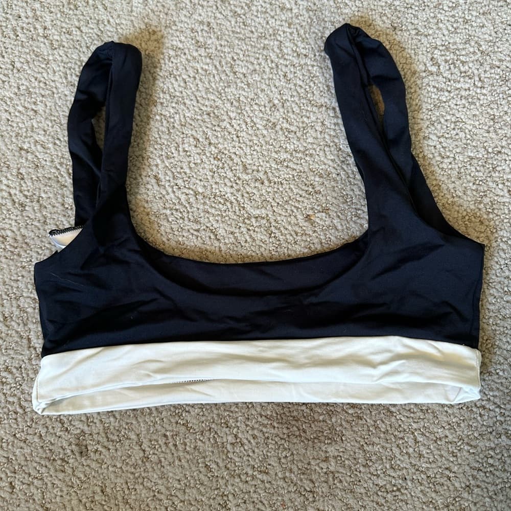 NWOT L*Space Miller colorblock bikini top black cream - Thumbnail 2