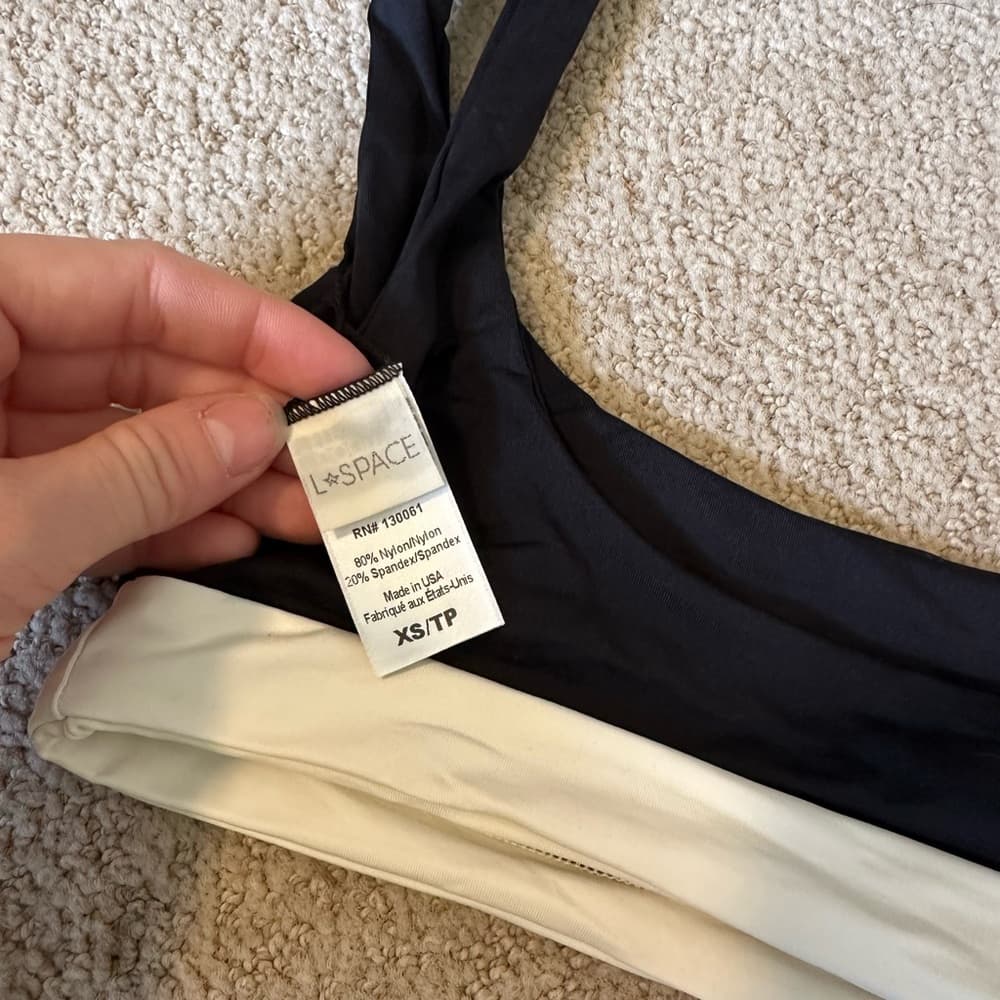 NWOT L*Space Miller colorblock bikini top black cream - Thumbnail 3
