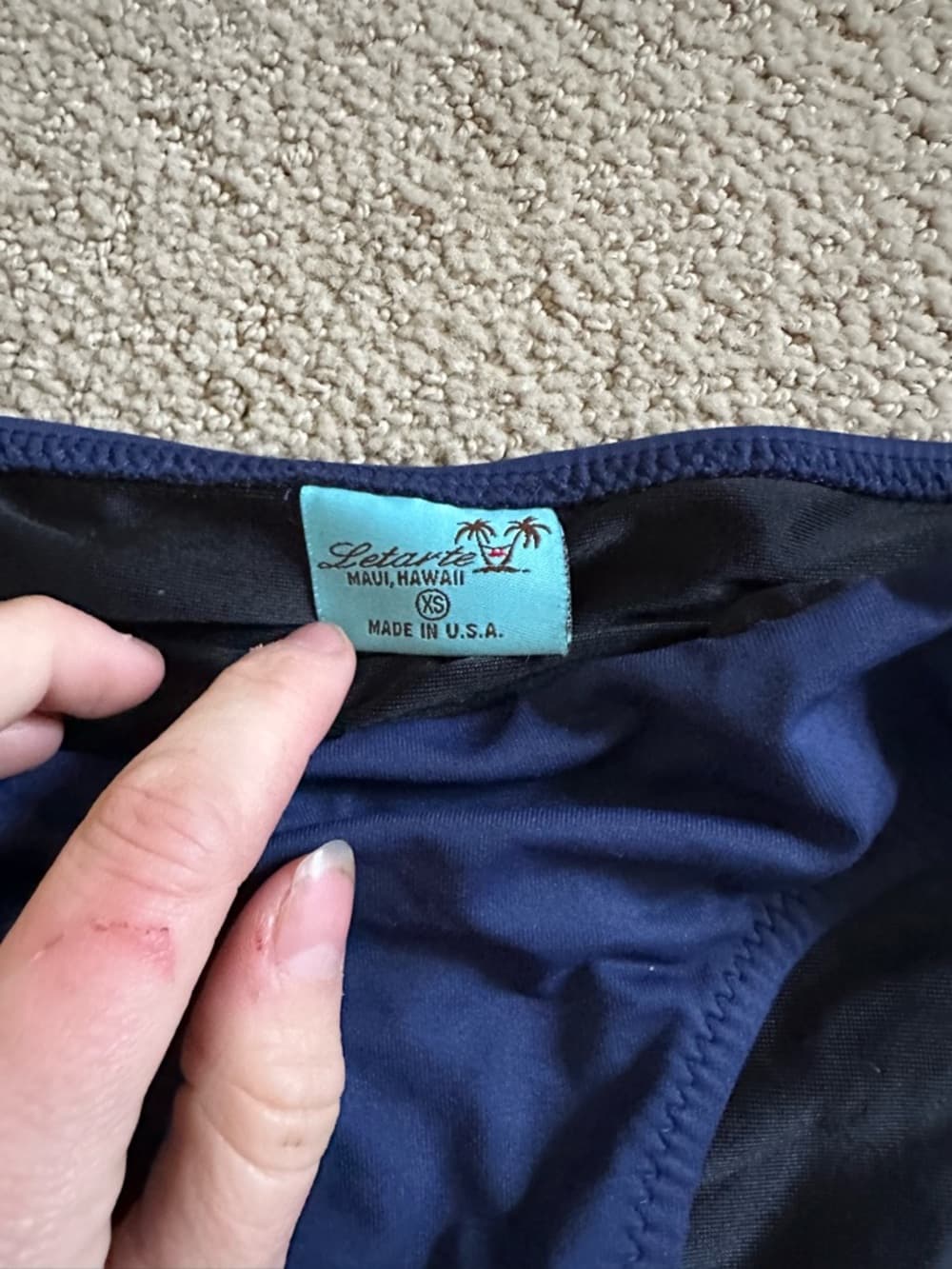 LeTarte Hawaii hip ring bikini bottoms navy gold - Thumbnail 2