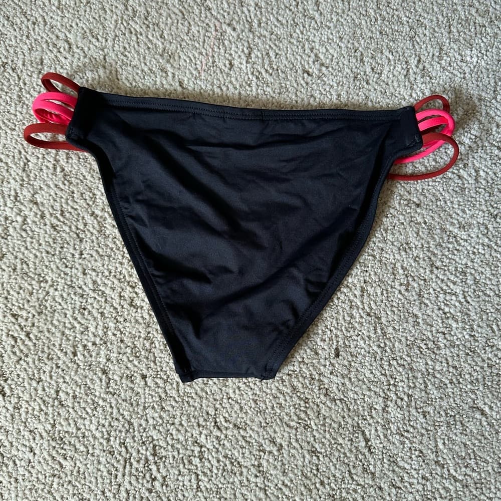 NWOT L*Space Low down bikini bottoms black red - Thumbnail 3