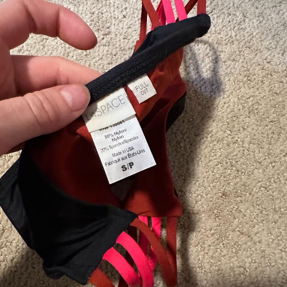 NWOT L*Space Low down bikini bottoms black red - Thumbnail 2
