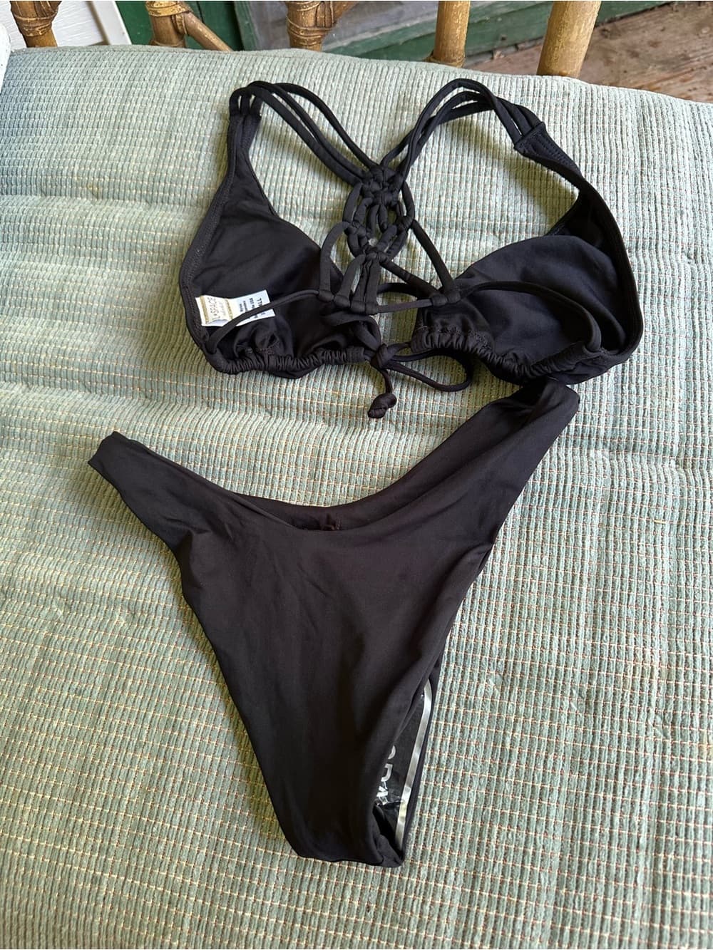 NWOT L*Space macrame back bikini set black extra small - Thumbnail 3