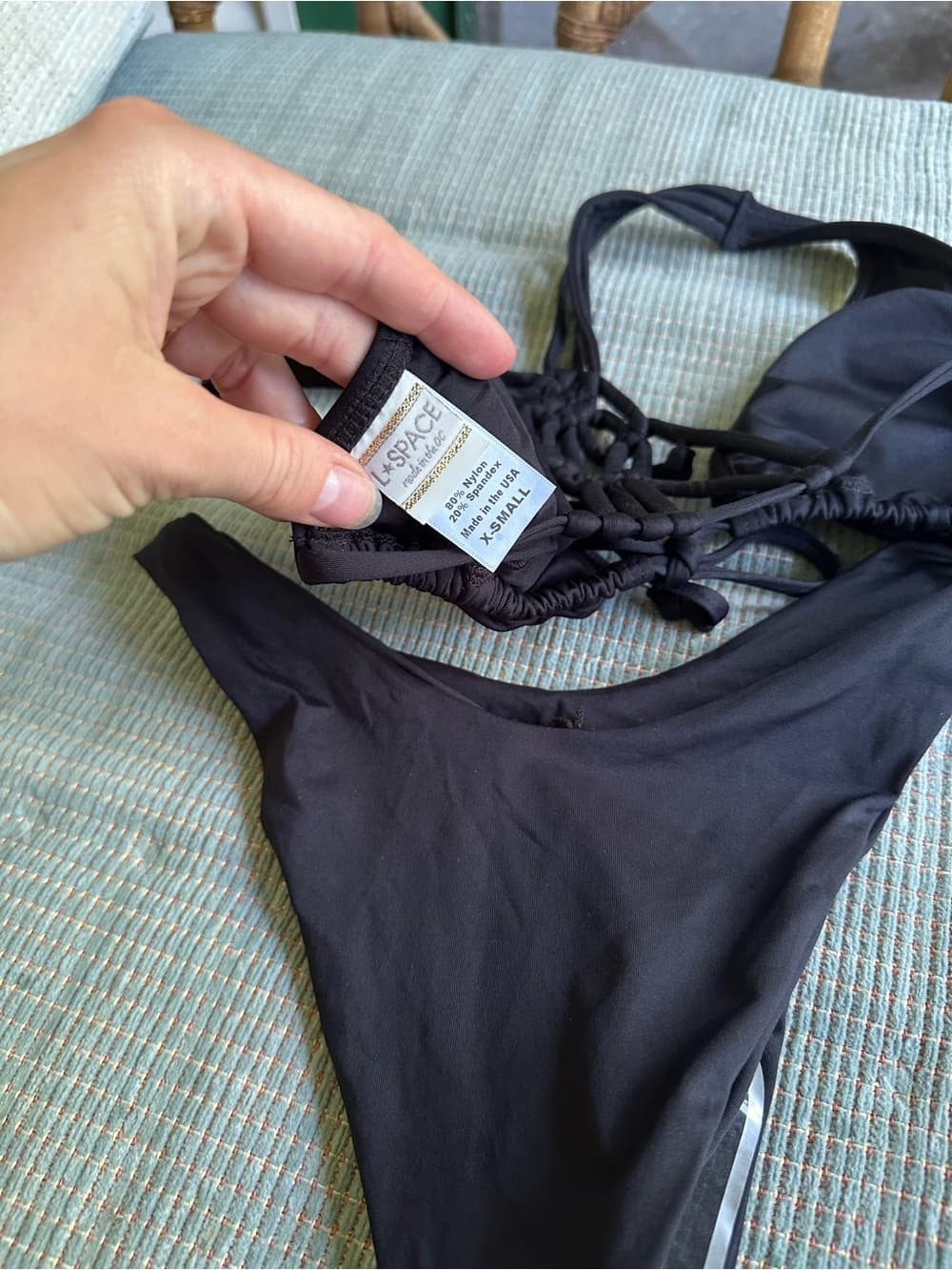 NWOT L*Space macrame back bikini set black extra small - Thumbnail 4