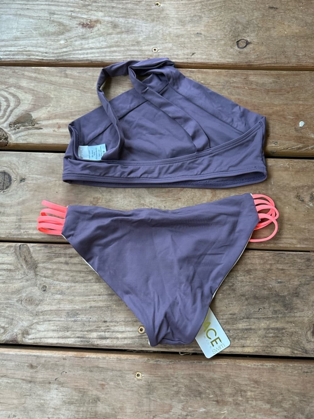 NWT L*Space Low Down bikini set grey pink - Thumbnail 4