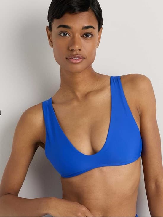 NWT Quince Italian plunge bikini top electric blue - Thumbnail 5