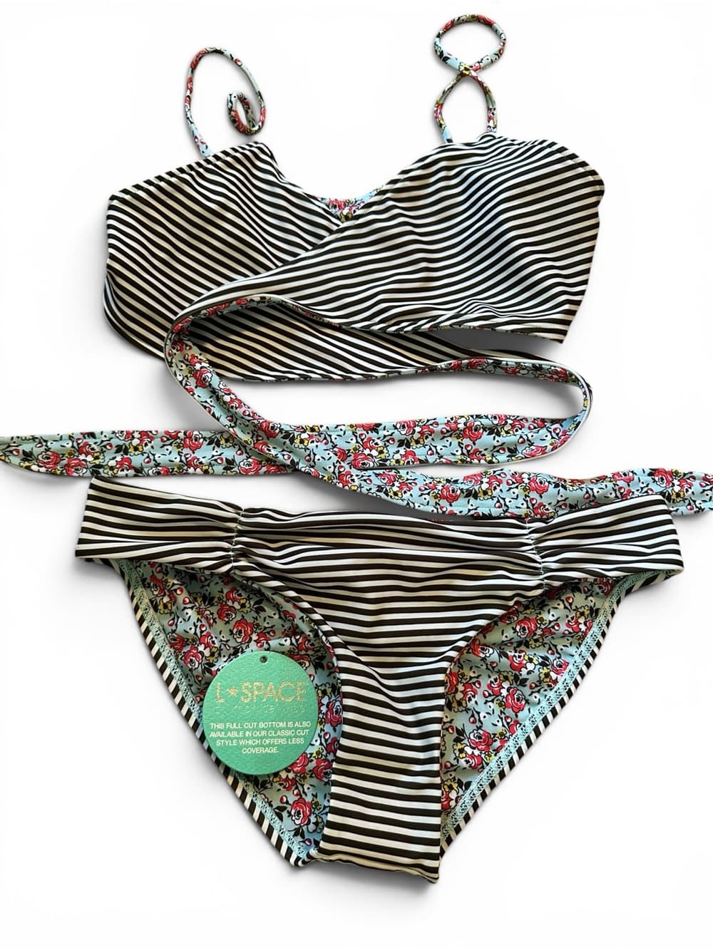 NWT L*Space Chloe striped floral bikini set. - Thumbnail 4