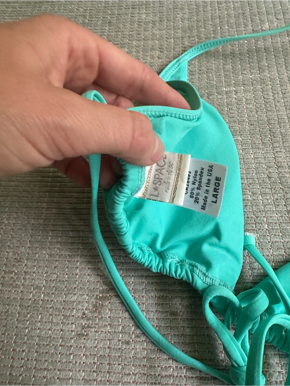 NWOT L*Space triangle bikini top turquoise large - Thumbnail 3