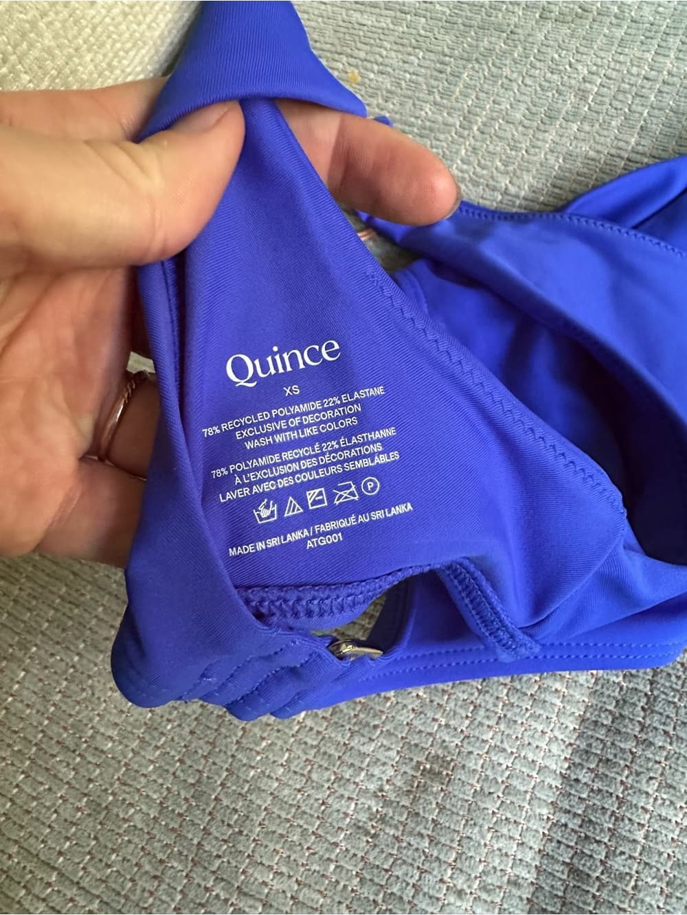NWT Quince Italian plunge bikini top electric blue - Thumbnail 3