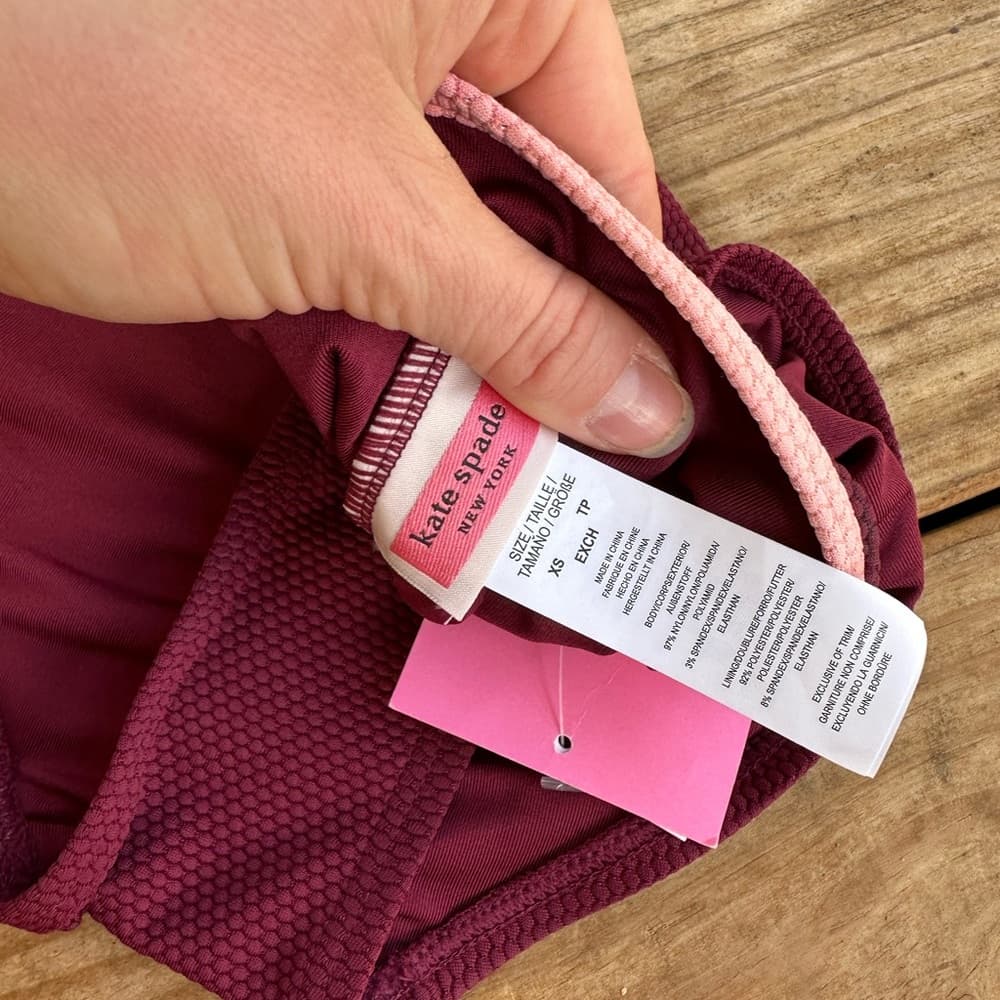 NWT Kate Spade high waist bikini bottoms deep plum - Thumbnail 3