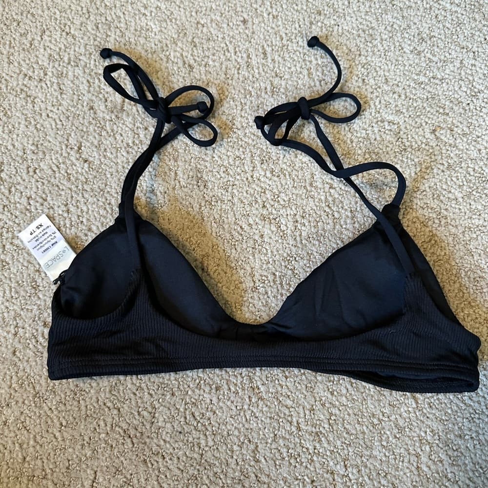 NWOT L*Space Daisy ribbed bikini top black - Thumbnail 3