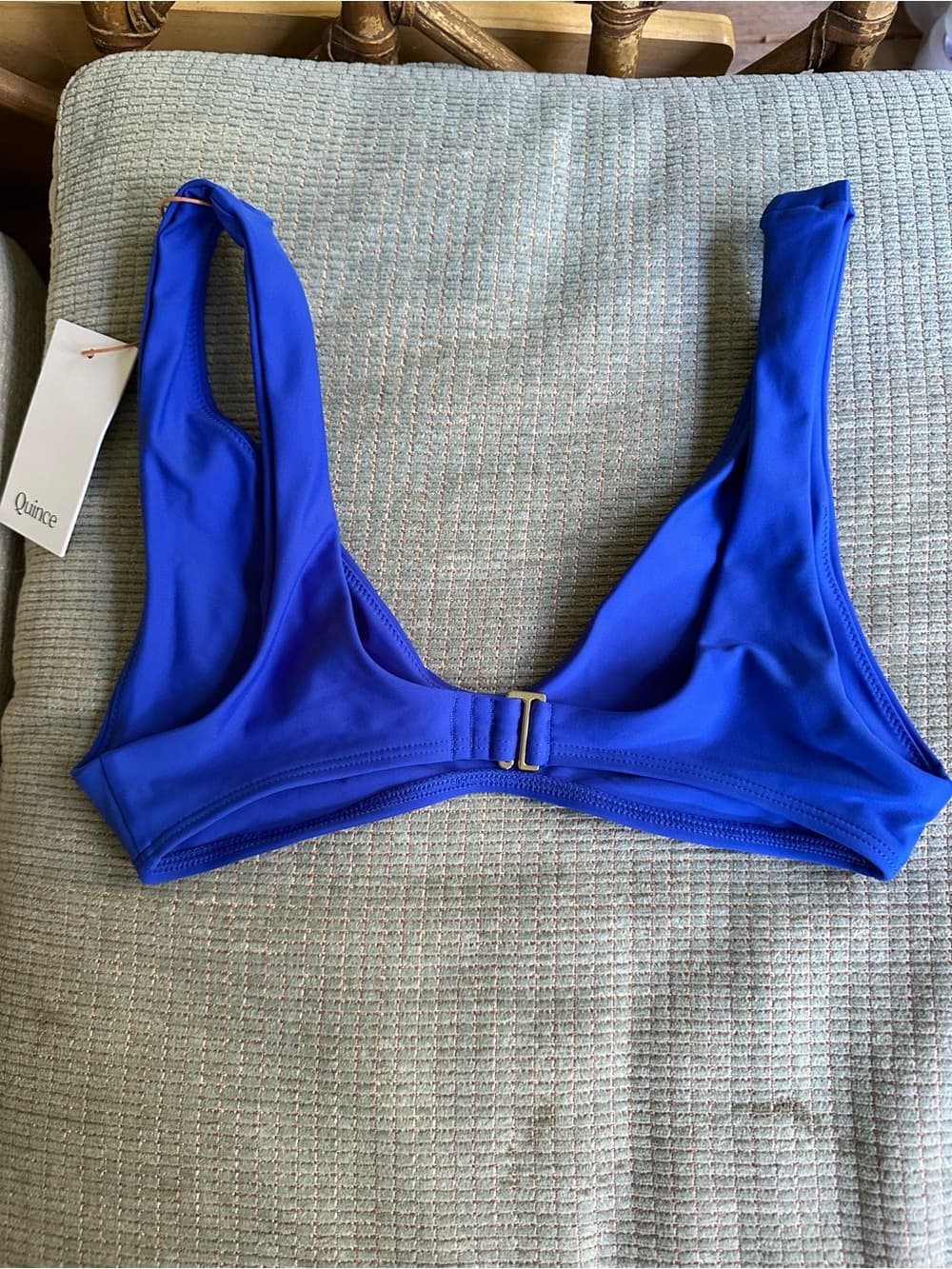 NWT Quince Italian plunge bikini top electric blue - Thumbnail 2