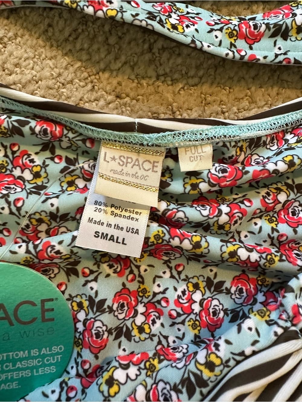 NWT L*Space Chloe striped floral bikini set. - Thumbnail 2