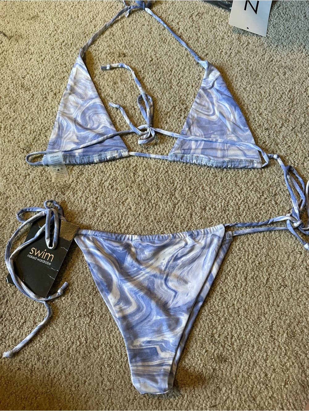 NWT Naked Wardrobe swim string tie dye bikini set - Thumbnail 2