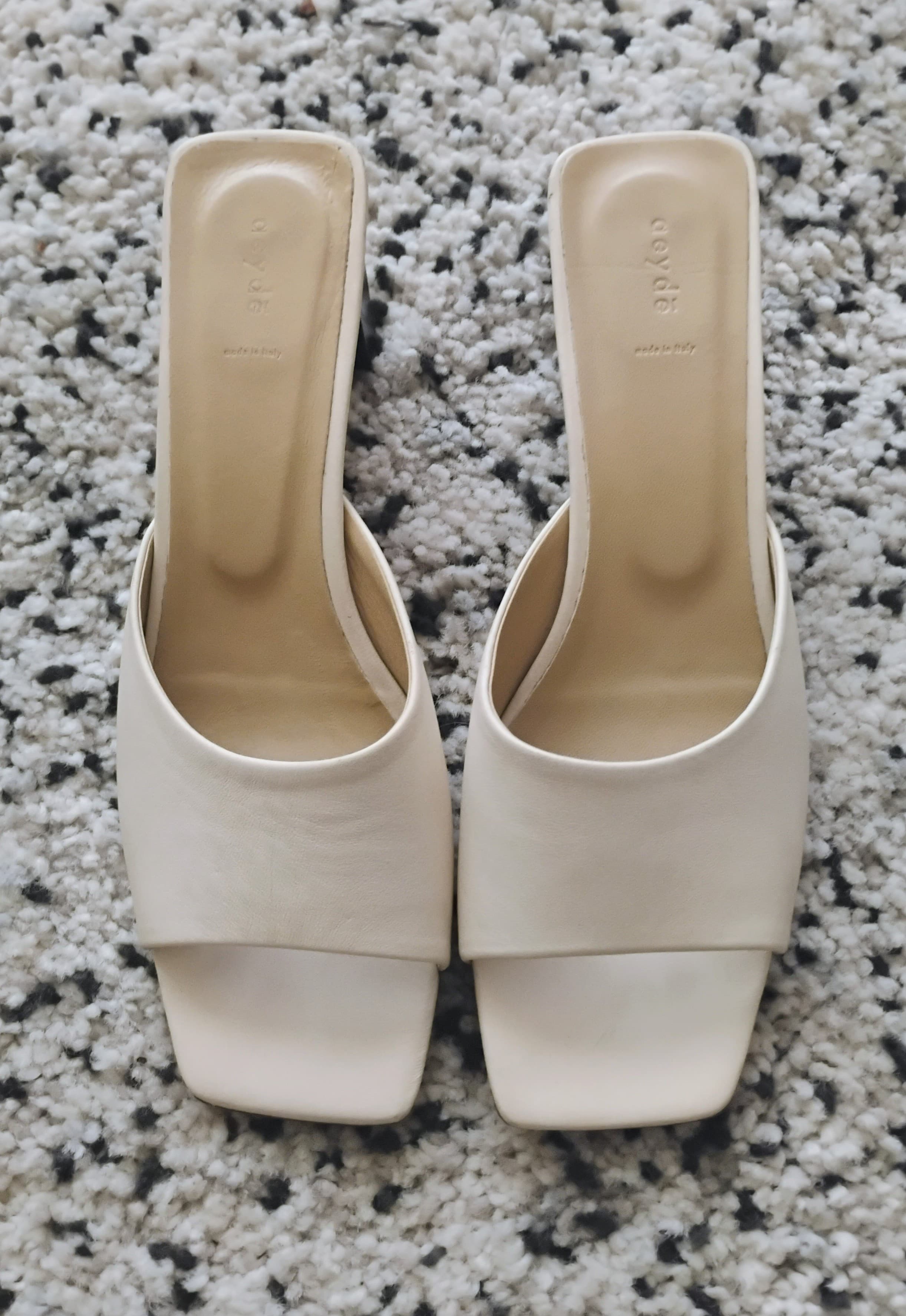 Aeyde Beige Leather Mules Made in Italy - Thumbnail 2