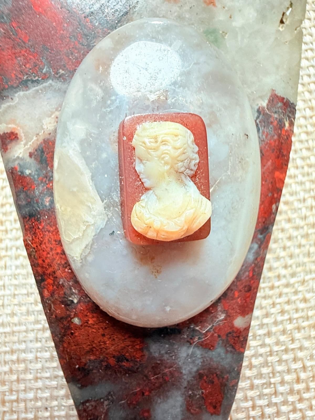 2N. Antique & Vintage Cameo & Natural Stone Statement Necklace - Thumbnail 2
