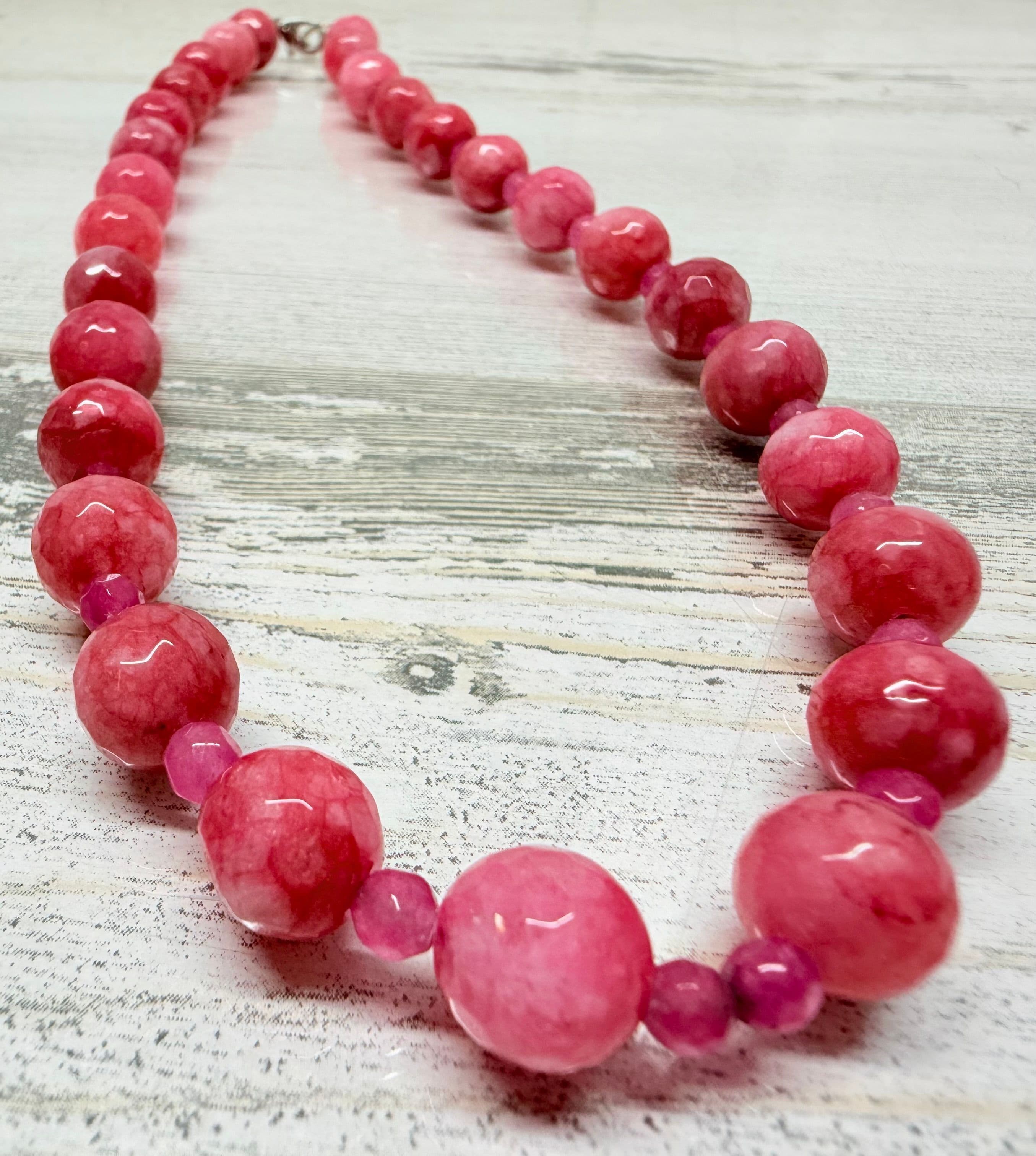 4J. Faceted Strawberry Quartz Necklace - Thumbnail 2