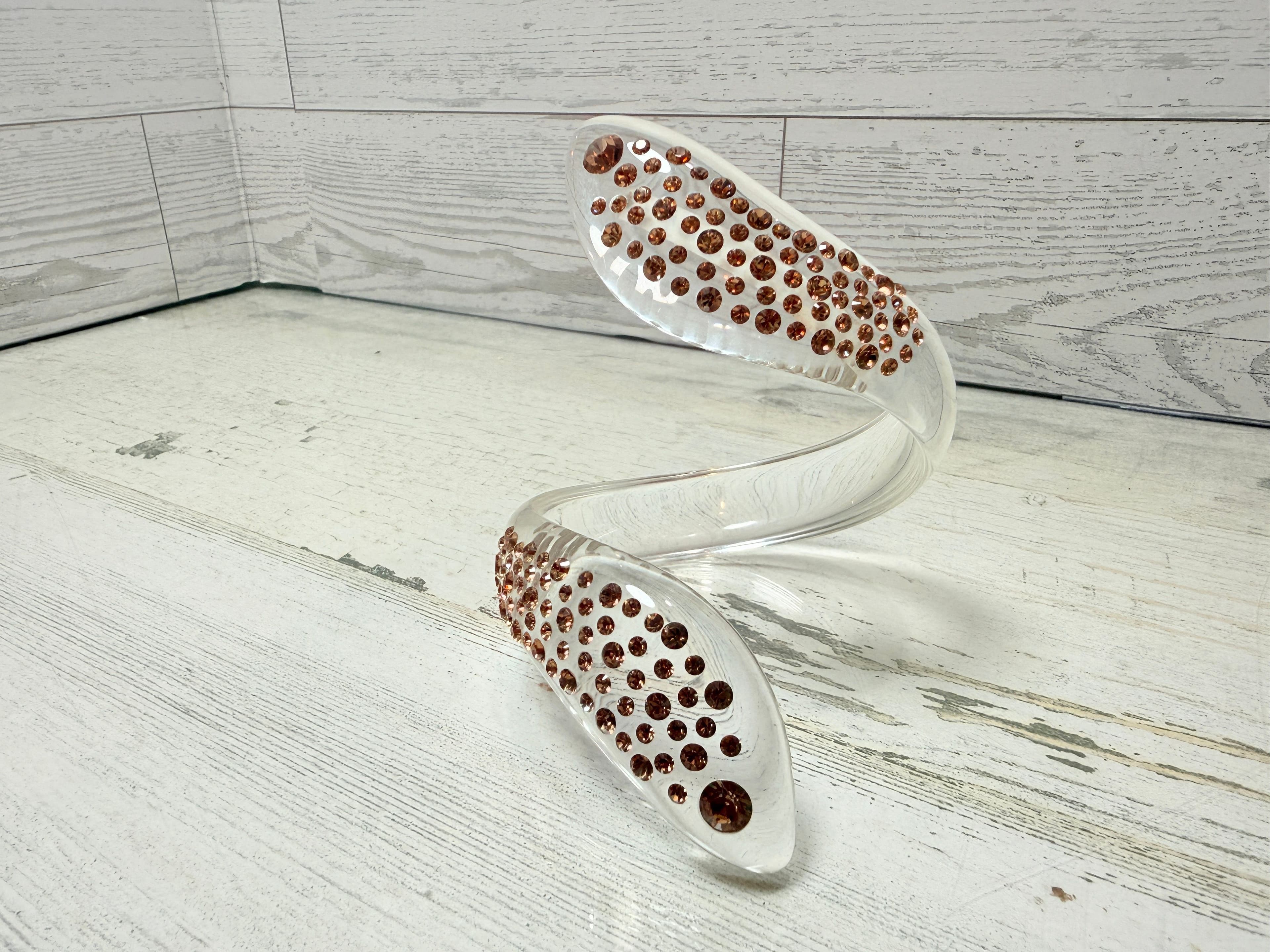 1H. NWT Clear Lucite Swarovski Crystal Serpent Armband/Bracelet - Thumbnail 2
