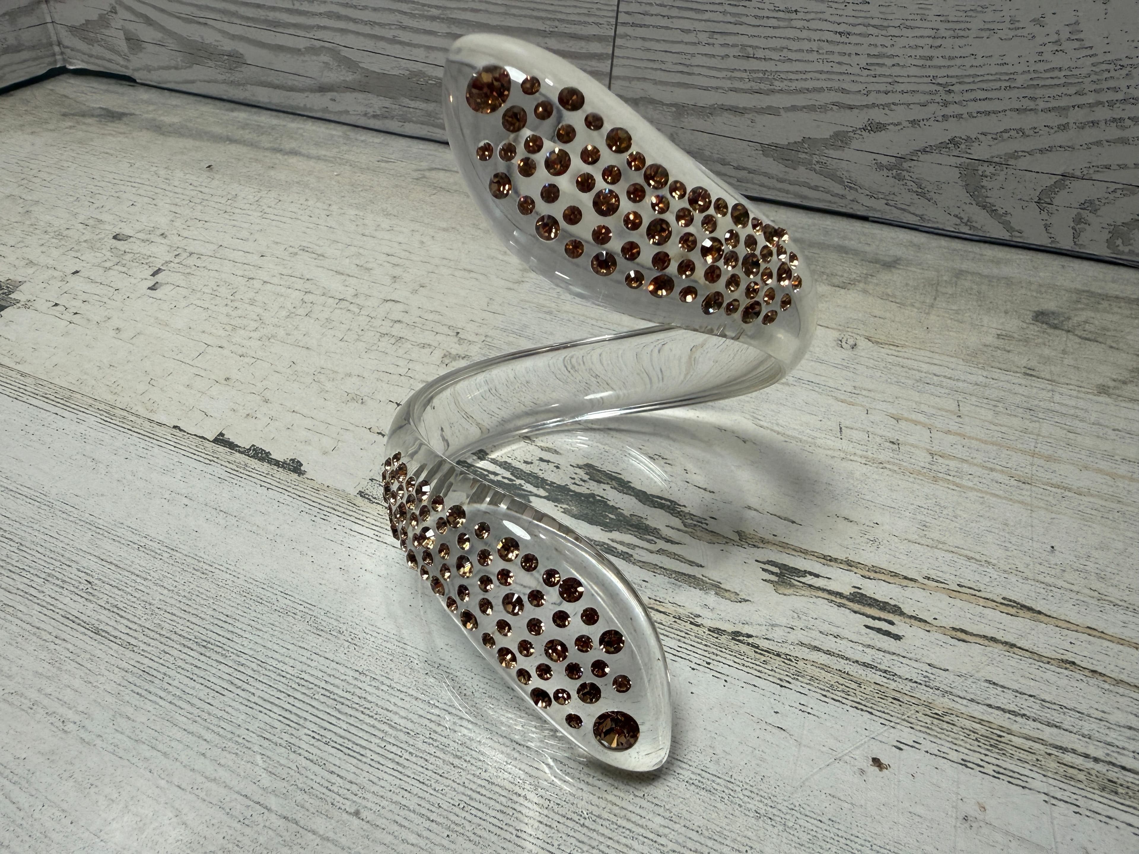 1H. NWT Clear Lucite Swarovski Crystal Serpent Armband/Bracelet - Thumbnail 3