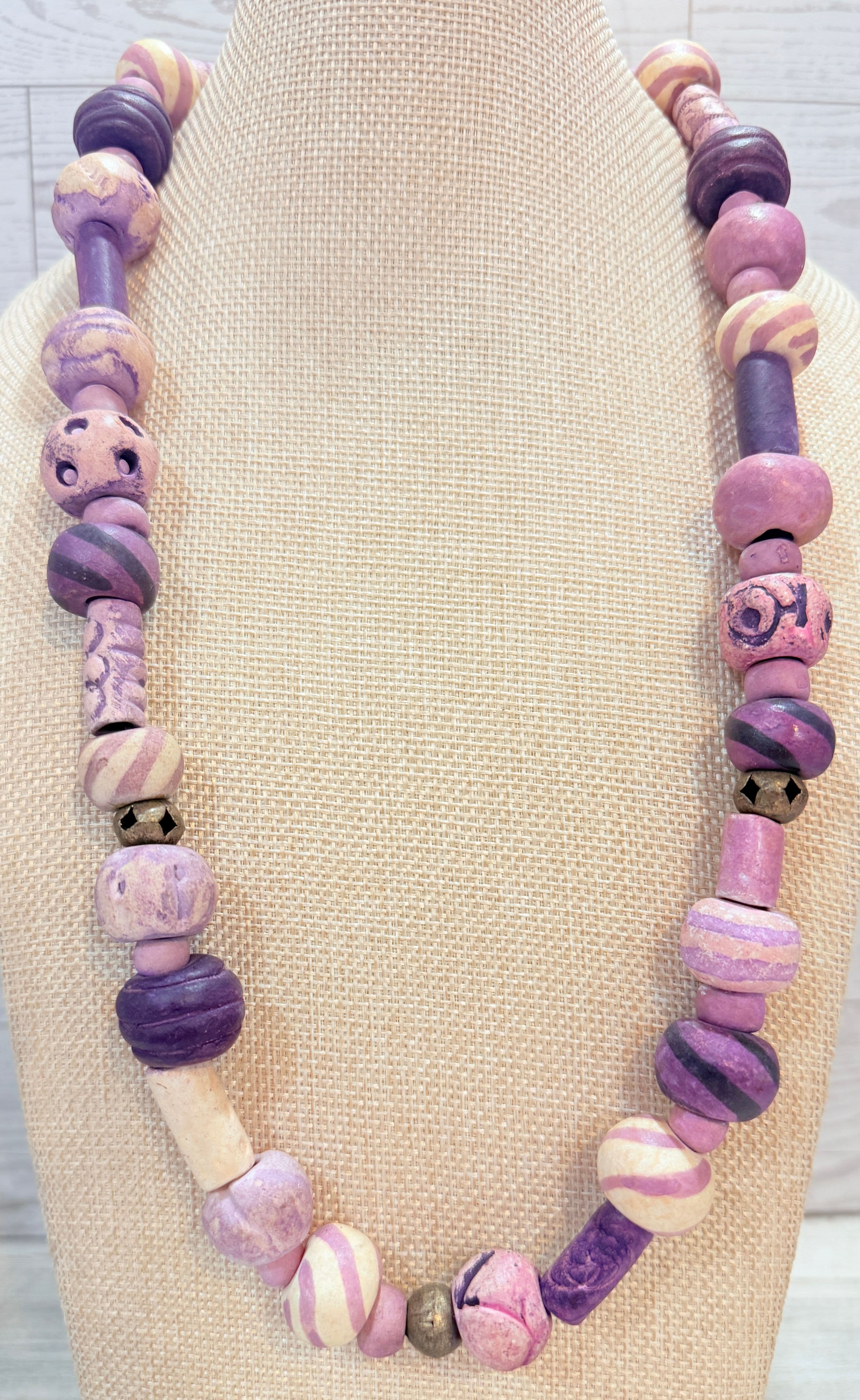 6O. 1850-1900s Purple Hand Painted African Trade Beads
