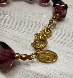 2H. 1970s Miriam Haskell Givre Glass & Amethyst Bracelet - Thumbnail 3