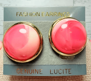 3B. 1960s Pink & White Swirl Lucite Necklace & Earrings Set - Thumbnail 3