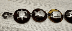 2L. 1940s WWll South Pacific Faux Tortoise Shell Silver Tone Bracelet - Thumbnail 2