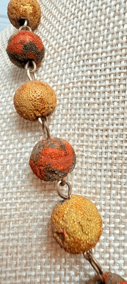 4N. 1940s Unpolished Red & Yellow Sponge Coral Bead Necklace - Thumbnail 3