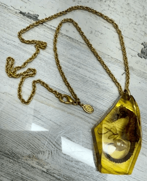 2A2. 1960s Art Deco Celluloid Seahorse Pendant/Necklace - Thumbnail 4