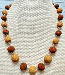 4N. 1940s Unpolished Red & Yellow Sponge Coral Bead Necklace - Thumbnail 2