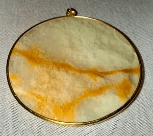 2A3. 1980s Carved White Onyx Mayan Calendar Sun Pendant - Thumbnail 3