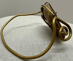 1P. 1970s Ammonite Fossilized Shell & Brass Artisan Bracelet - Thumbnail 5