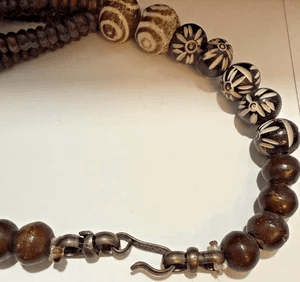 6T. 1850-1900 African Cow Batik Bone Disc Bead Ceremonial Necklace - Thumbnail 6