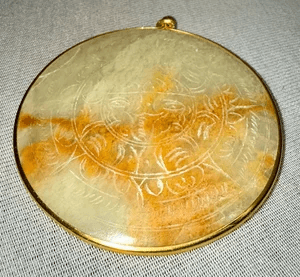 2A3. 1980s Carved White Onyx Mayan Calendar Sun Pendant - Thumbnail 2