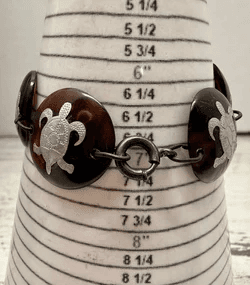 2L. 1940s WWll South Pacific Faux Tortoise Shell Silver Tone Bracelet - Thumbnail 5