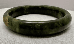 1O. 19th Century Jade Bracelet with Gold Tone Dragon/Phoenix - Thumbnail 4