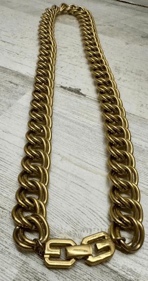 4A. 1980s Givenchy Double Chain Link Necklace 11.5" - Thumbnail 3