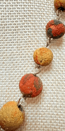 4N. 1940s Unpolished Red & Yellow Sponge Coral Bead Necklace - Thumbnail 4