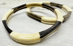 1K. 1970s Antler & Wood Bracelets with Brass Inlay - Thumbnail 2