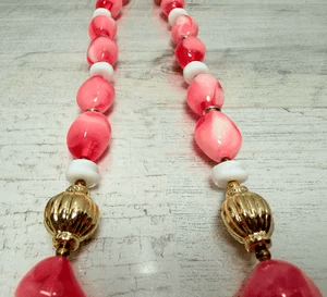 3B. 1960s Pink & White Swirl Lucite Necklace & Earrings Set - Thumbnail 5