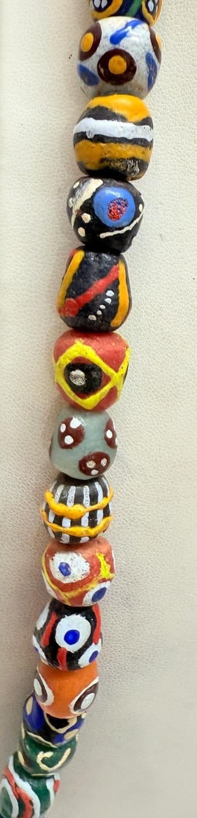 6R. Antique 1900s Hand Painted African Trade Beads Necklace - Thumbnail 6