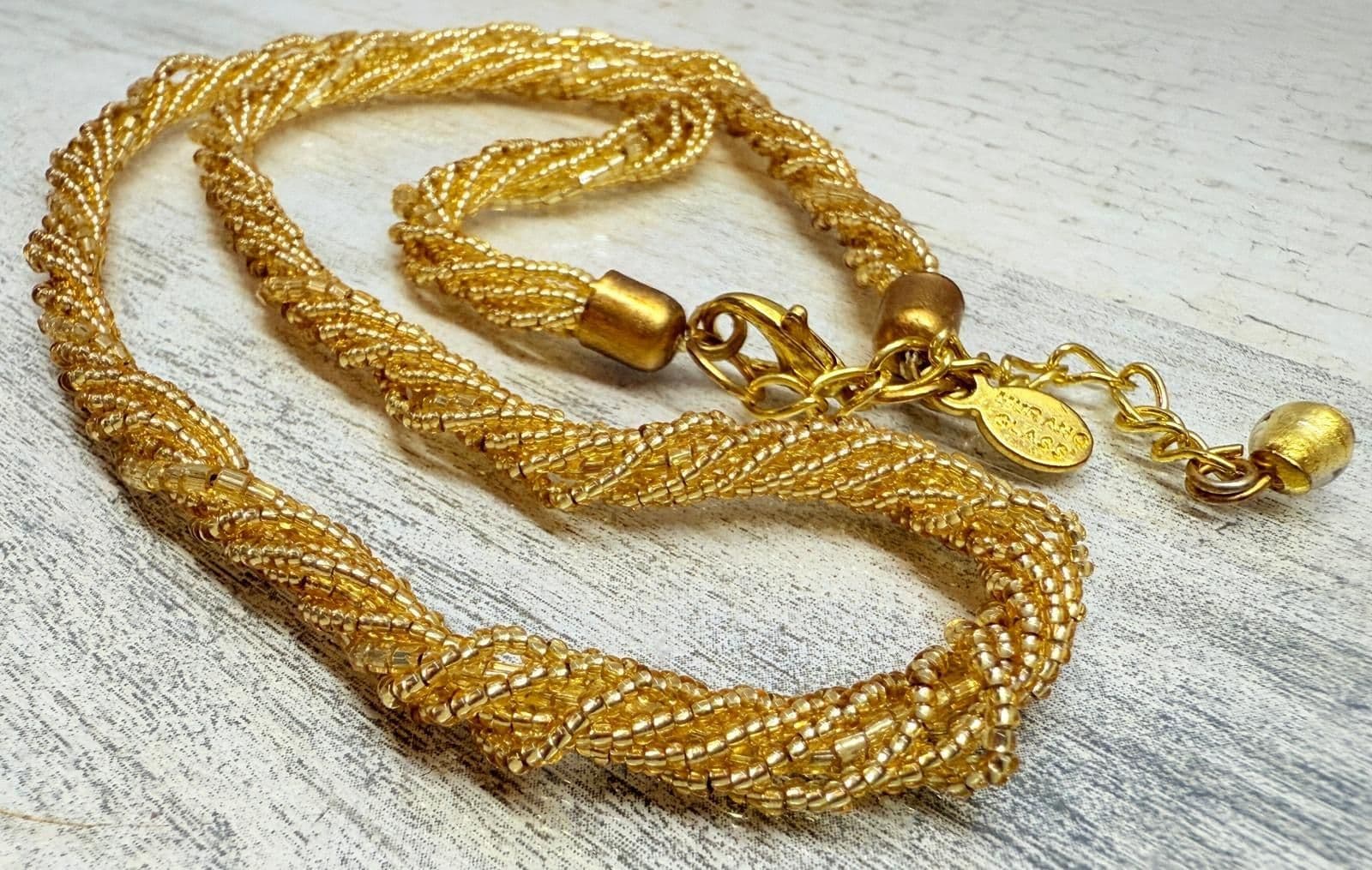 3L. NWOT Italian Murano Glass Gold Tone Beaded Chain Necklace - Thumbnail 4