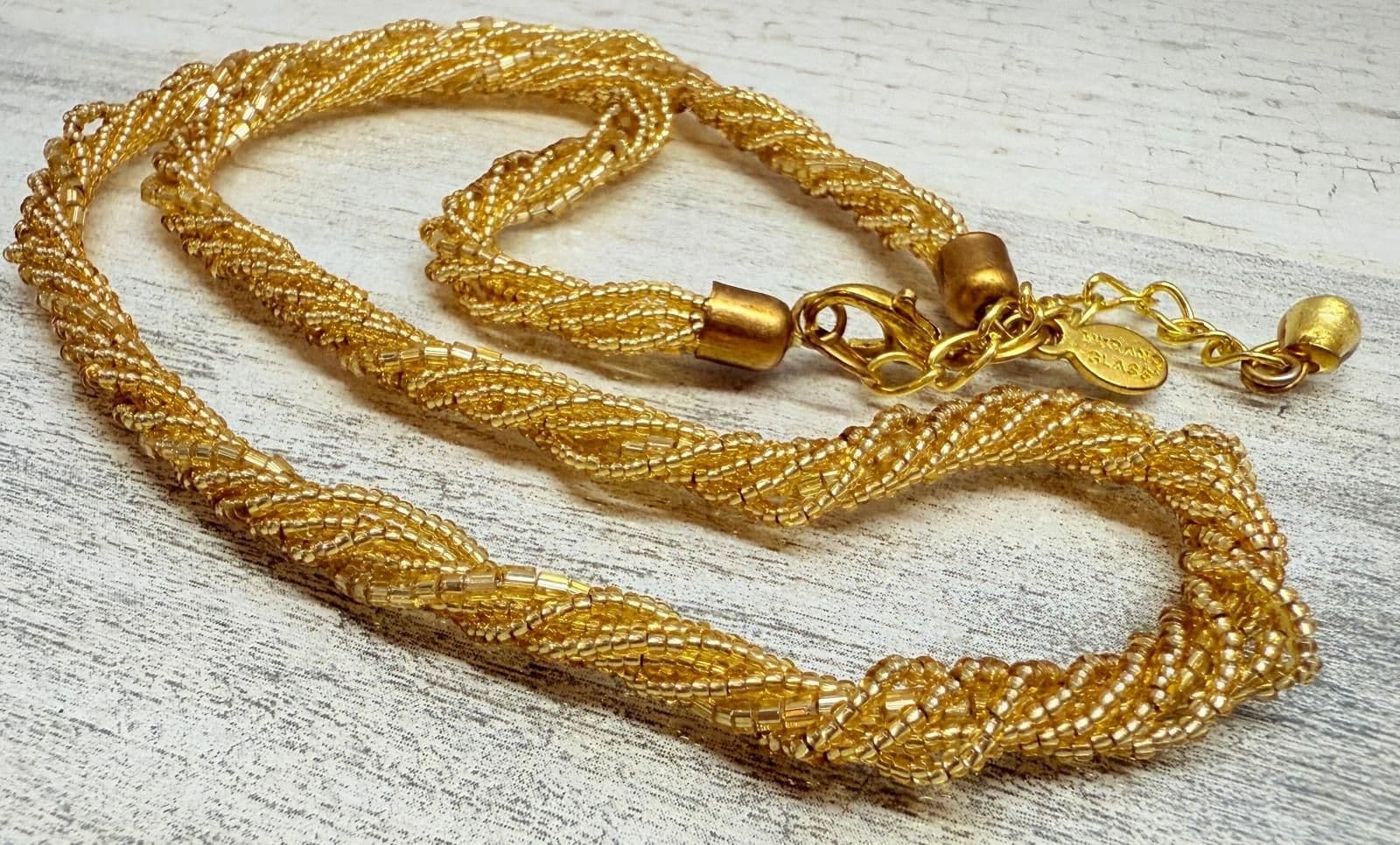 3L. NWOT Italian Murano Glass Gold Tone Beaded Chain Necklace - Thumbnail 2