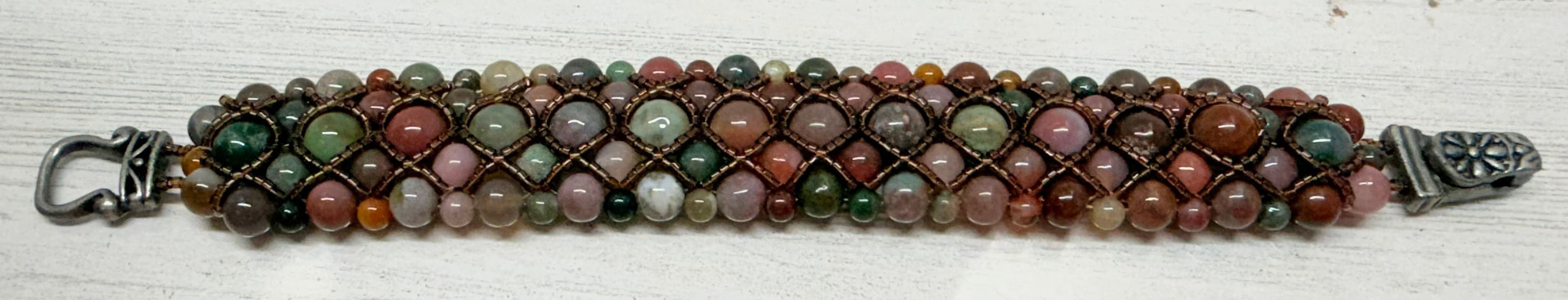 2G. Multi-Tone Jasper Bead & Glass Seed Bead Bracelet - Thumbnail 6