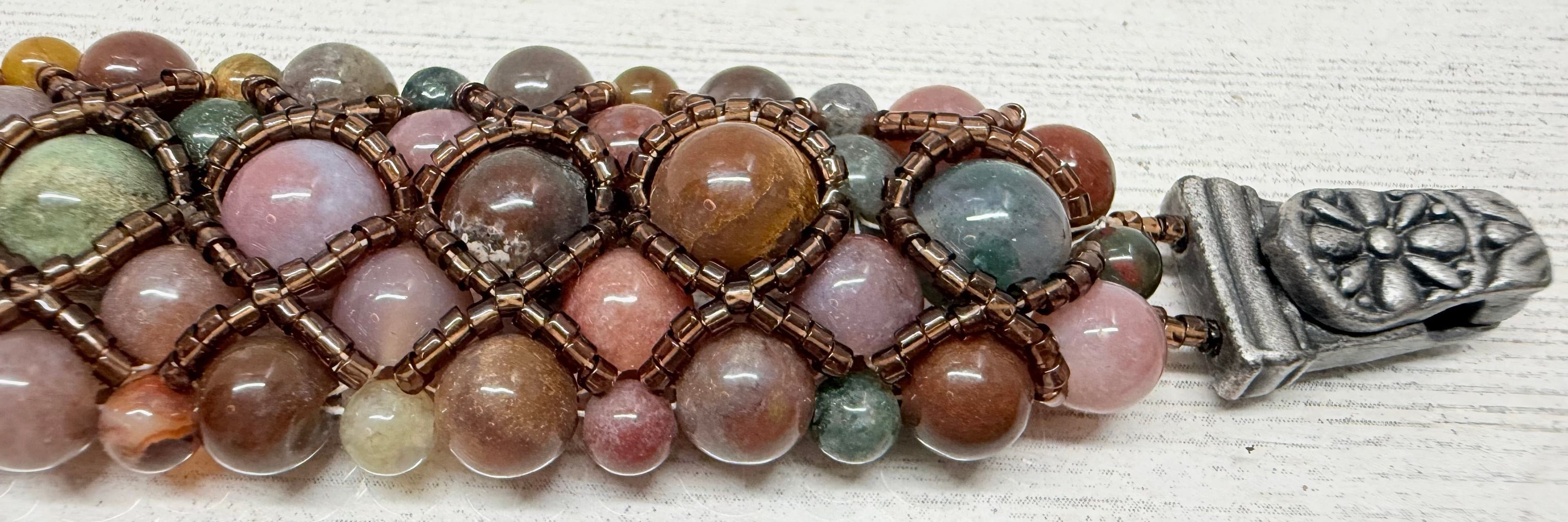 2G. Multi-Tone Jasper Bead & Glass Seed Bead Bracelet - Thumbnail 5